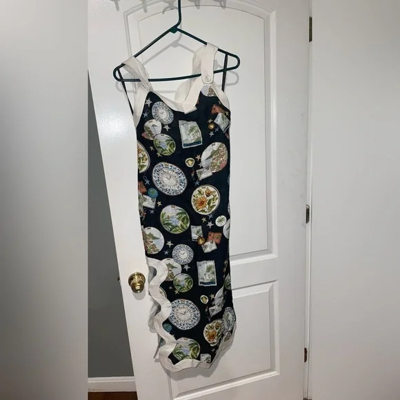 New! FARM RIO Souvenir Wave Midi Linen Dress 🧳☀️🌊 XS NWT! - Picture 9 of 16